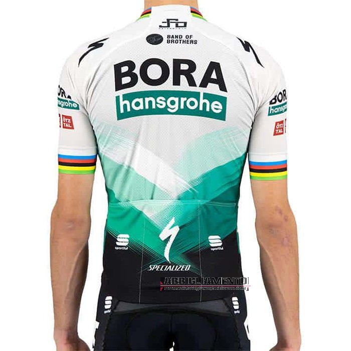 Abbigliamento Bora 2021 Manica Corta e Pantaloncino Con Bretelle Bianco Verde - Clicca l'immagine per chiudere